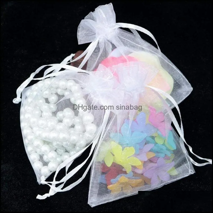 Gift Wrap 120Pcs 4x6 Inches Drawstring Organza Bags Jewelry Favors For Wedding Party Christmas Gifts Candy Bags, White