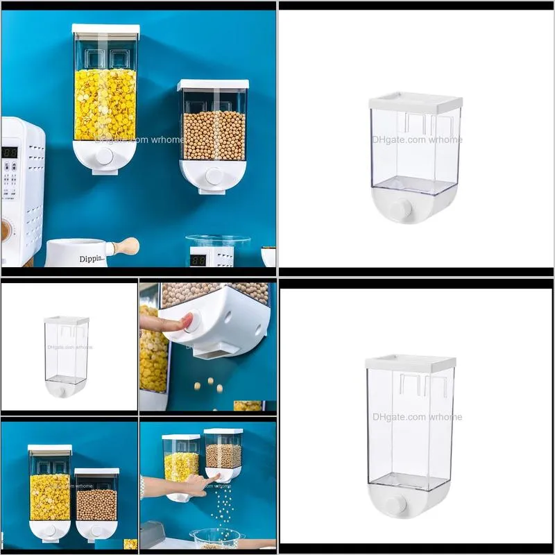 storage easy press type container cereal dispenser wall mounted sealed tank box kitchen supplies bottles & jars