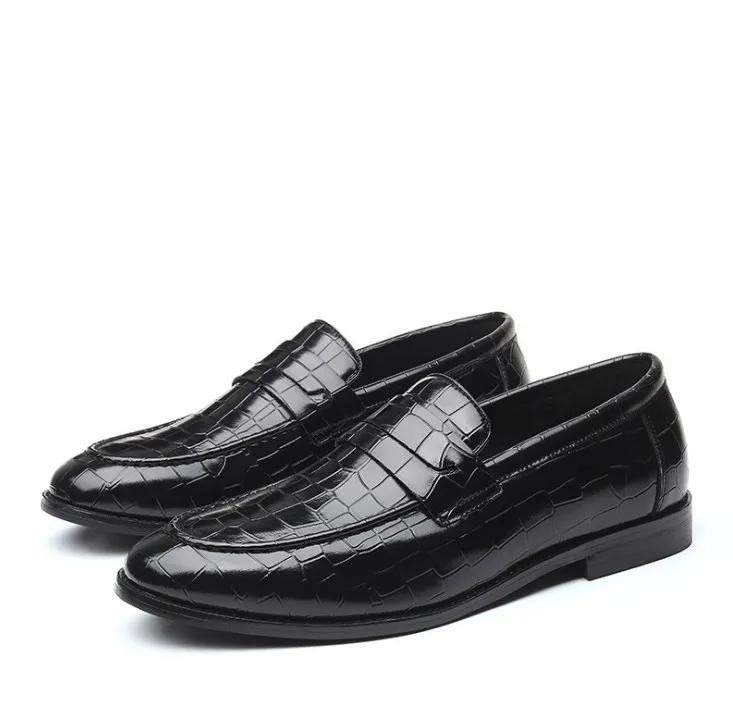 Mens Penny Loafers Designer Läder Brown Business Dress Skor För Män Kvalitet Handmålad Slip på Man Skor