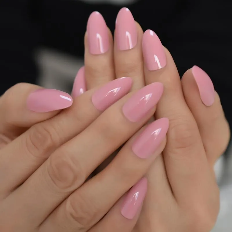 light pink almond nails
