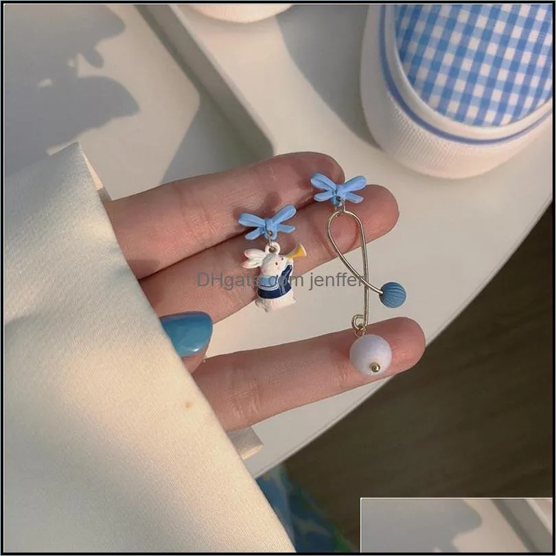Dangle & Chandelier YAOLOGE For Women Blue Asymmetric Drop Earrings Plastic 2021 Trend Gift Fashion Party Jewelry Brincos Wholesale