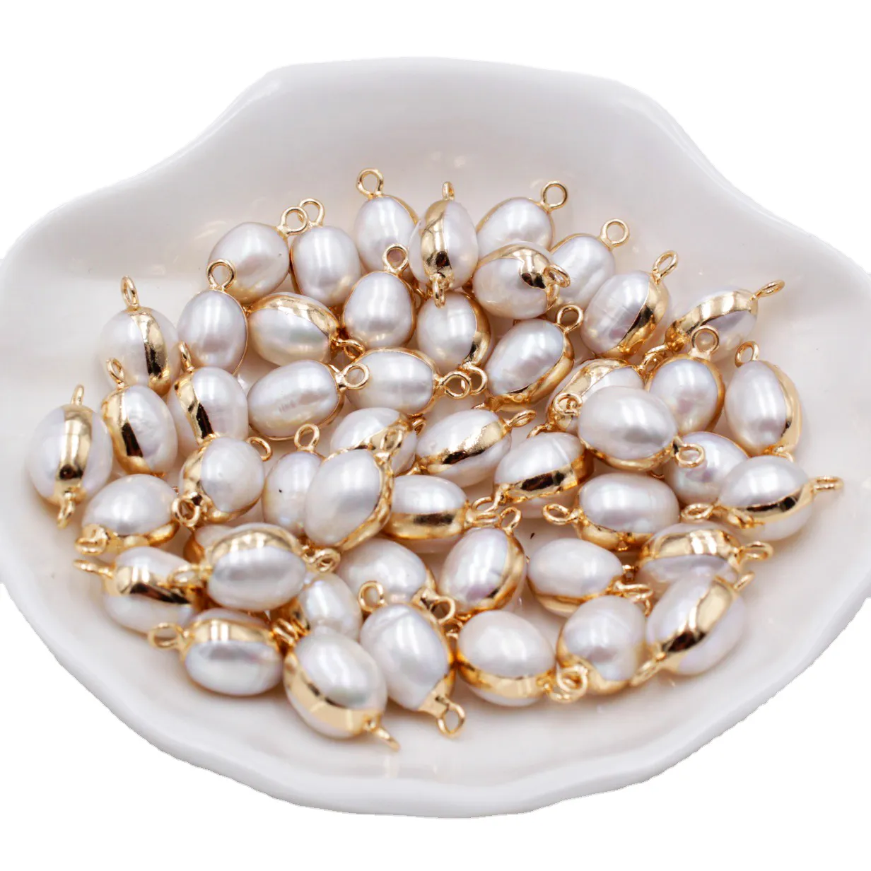 Barokowe owalne luźne koraliki pozłacane złącze obramowania miedzi DIY perły do ​​tworzenia biżuterii