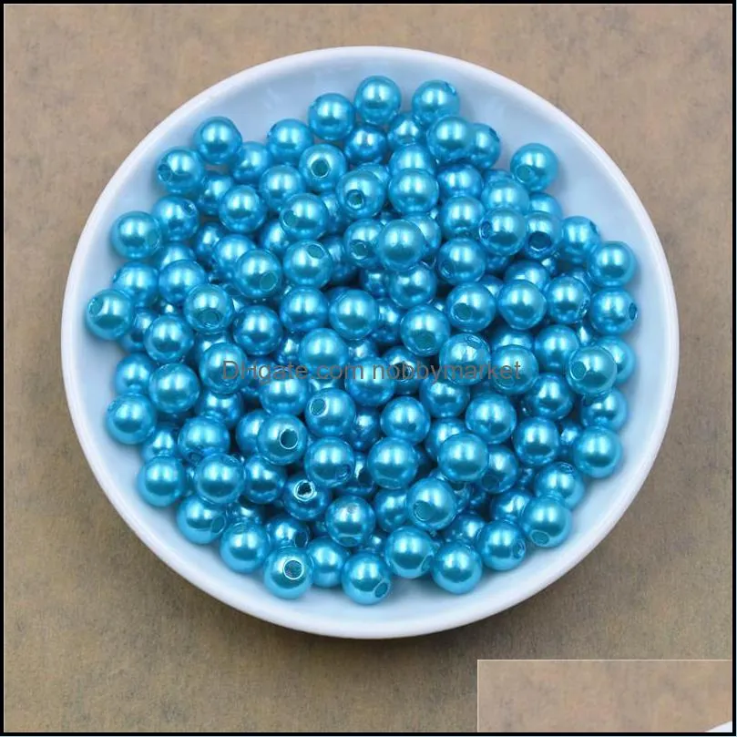 Wholesale 100pcs/lot 6mm Pearl Spacer Beads Craft ABS Plastic Loose Beads Jewelry Making DIY 20 Colors