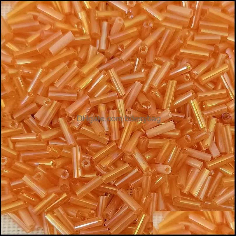 Other Stock 2*6MM 50g/bag Tube Transparent Colours Pearl Luster Plated Round Hole Glass Bugle Beads For Tassels And DIY Decorations