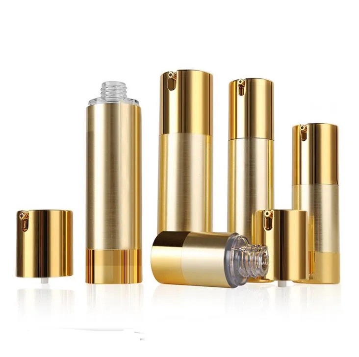 15ml 30 ml 50 ml d'or / argent vide cosmétique bouteille de pompe de pompe rechargeable de pompe rechargeable pour la lotion de voyage SN2661