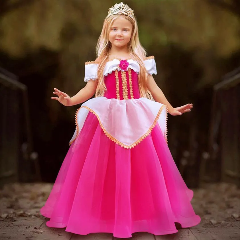 Meninas Aurora Princesa Cosplay Menina Vestido Dormir Beleza Fantasia  Crianças Festa Crianças Halloween Aniversário Roupas Vestidos Extravagantes  De $375,5