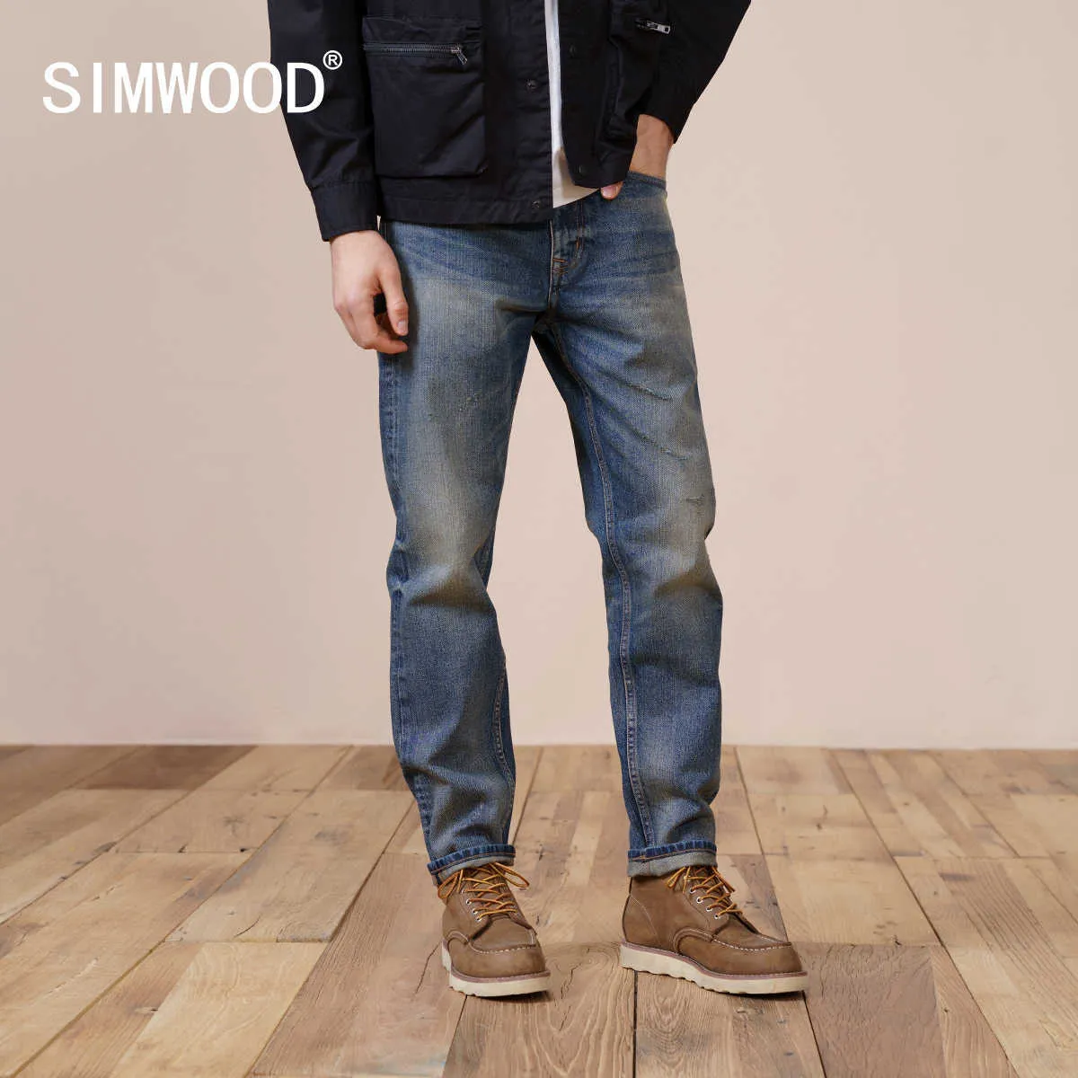 Frühling Regular Straight Jeans Männer 100% Baumwolle Vintage Casual Denim Hosen Plus Größe Markenkleidung 210622