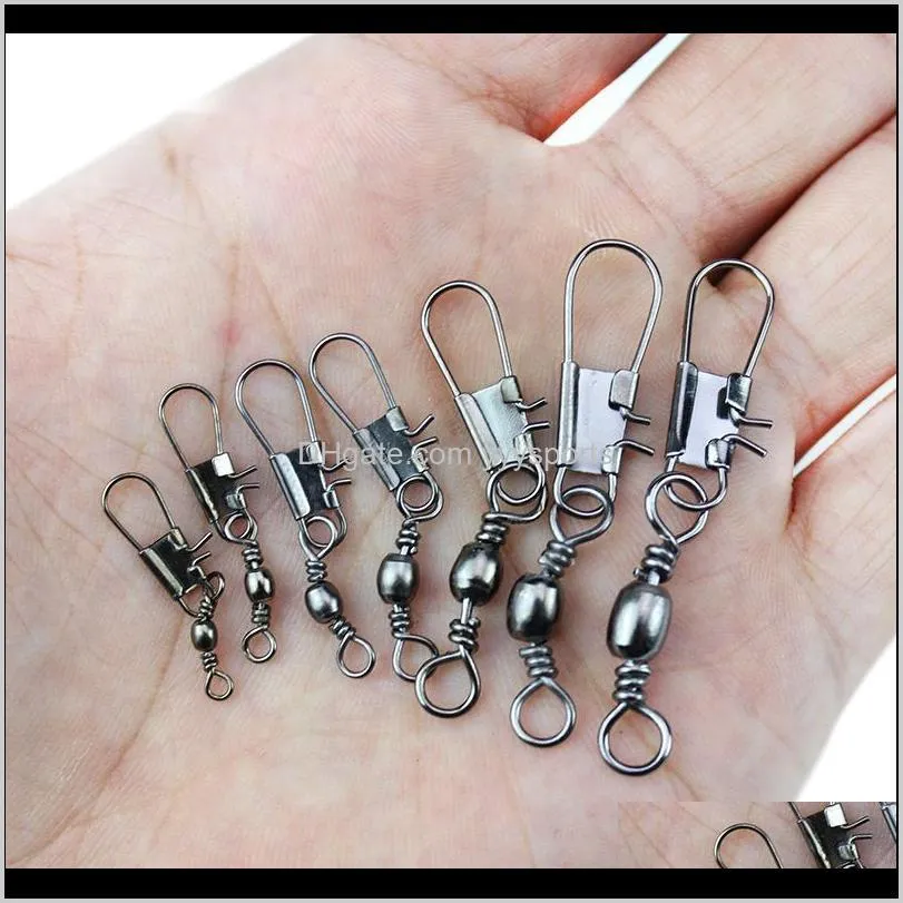 Stainless Steel Swivels Connector Pin Bearing Swivel With Snap Fishhook Lure Accessories Fishing Terminal Tackle Vui4D 7O4Jy