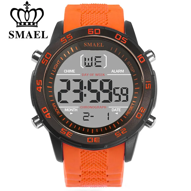 SMAEL Fashion Sport Watches Men Sile Strap Brand Digital-Watch Noctilucous Waterproof Luxury Watch Men's Relogios Masculinos X0524