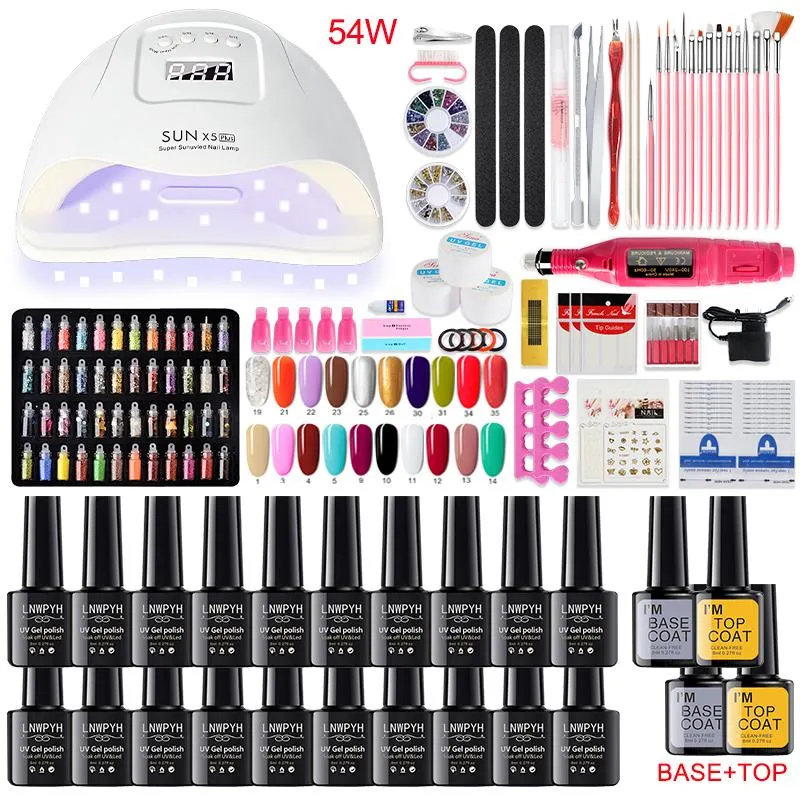 Nail Art Kits Lnwpyh Poly UV Gel Set met Lamp Roze Duidelijke Vernis Poolse Quick Building for Nails Extensions Hard Kit