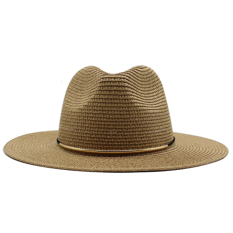Letni kapelusz kobiety Panama słomy Fedora Beach Vacation Wide Brim Visor Casual Sun S dla Mężczyzn Sombrero