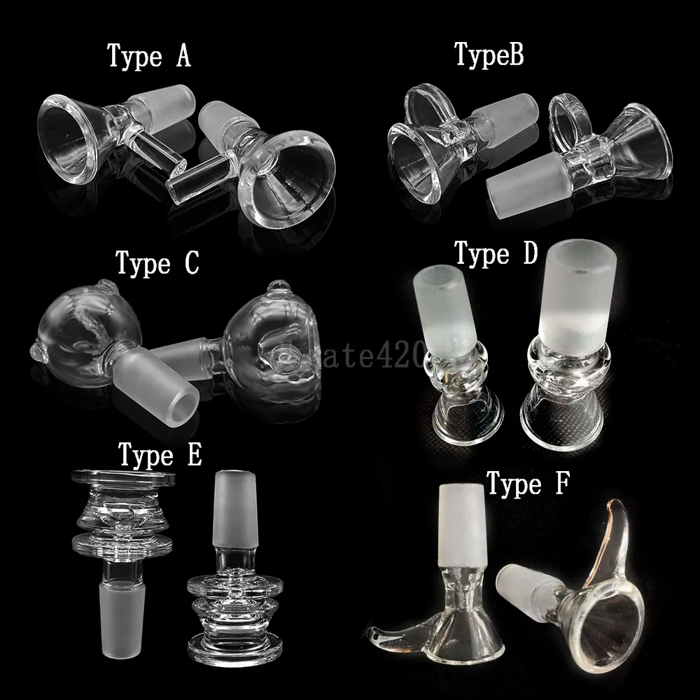 DHL 14mm and 18mm 6 Style Glass Bowl Smoking Bowls Male Joint Ash Catcher For Bongs Water Pipes Dab Rig Accessories dhgate420