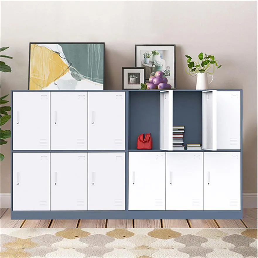 US stock Bedroom Furniture Locker Storage Cabinet - 6 Metal Wall Lockers for School and Home Storage Organizer a05