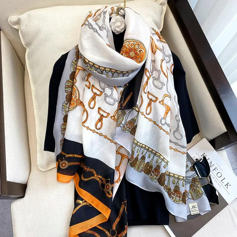 Scarves Cotton Scarf For Women Winter Warm Viscose Orange Polka Dot Print Designer Fashion Pashmina Shawls Scarfs From SG 12.03 DHgate