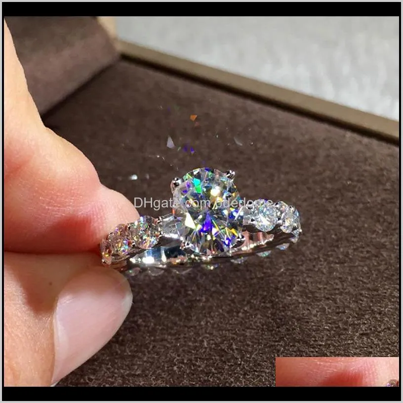 New Trendy Crystal Engagement Design Hot Sale Rings For Women White elegant rings Female Wedding Bridal jewelry Gift