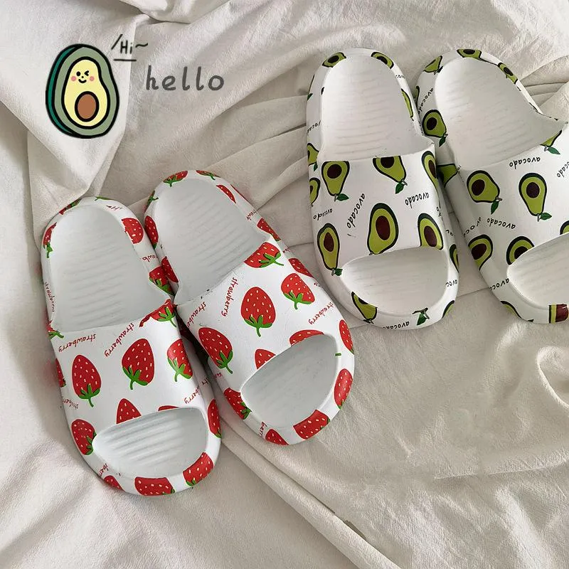 Pantofole 2023 Avocado for Women Girls Summer Anti-slip Cine Strawberry Flat Heel Case Cartoon 36-41 Eva Adorabile