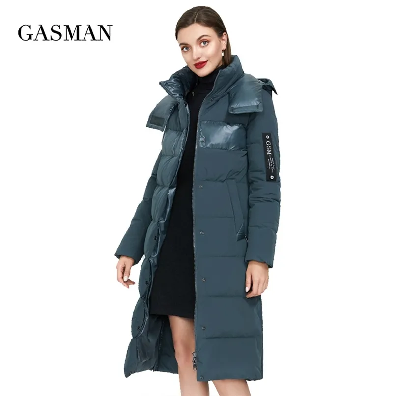 Гасман Зеленый модный бренд с капюшоном теплый парку женская зимняя куртка для женщин пальто женский толстый лоскутный пух 003 210913