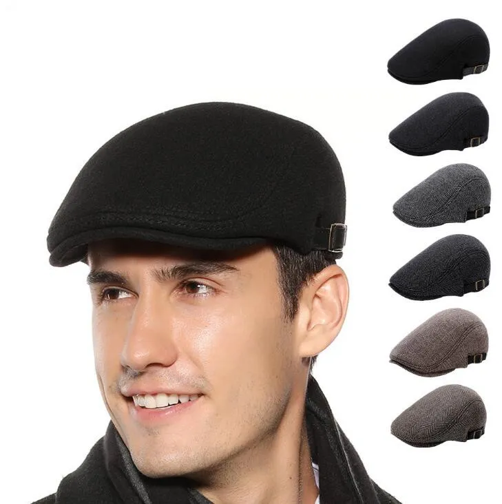 Beret lã retro artista chapéu orelha muff francês boné caps homens outdoor outono inverno quente inverno impermeável nova moda europeu americano newsboy padeiro flat boné gyl125