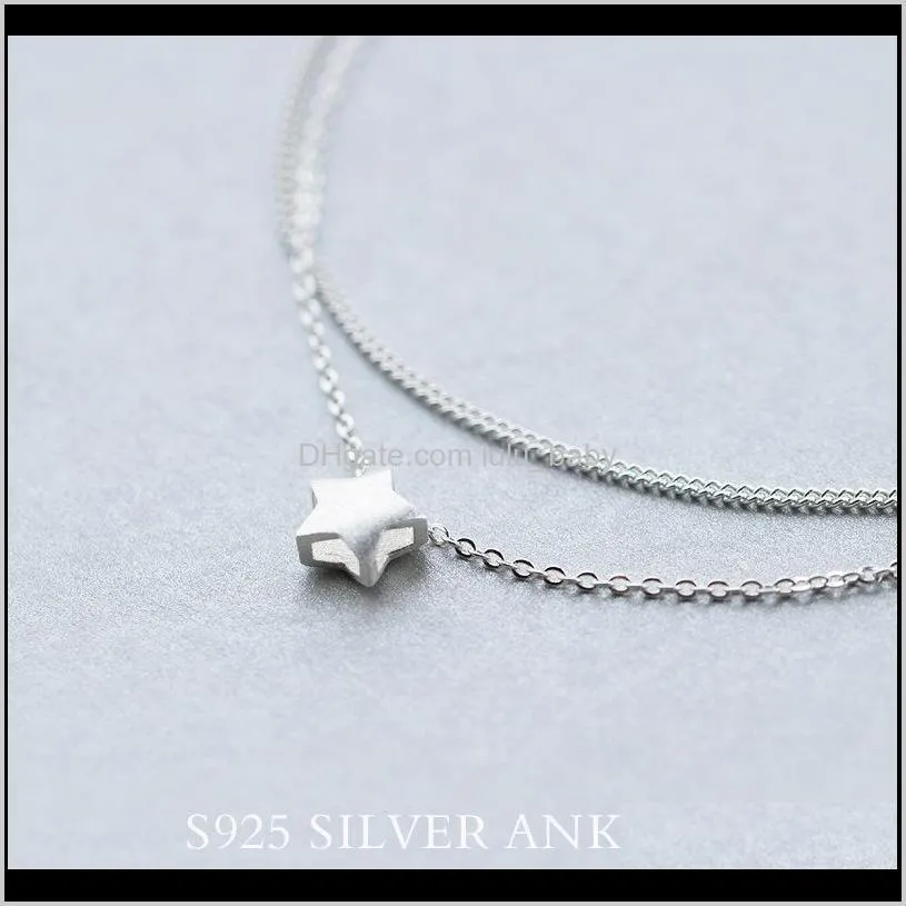trustdavis 925 sterling silver fashion double layer star anklets for women girls lady silver 925 jewelry gift wholesale ds602 f1219