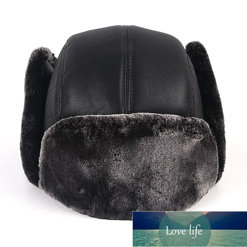 Kapelusz Mężczyźni Zimowy Bombowiec Skórzany Ear Flap Ciepły Śnieg Ushanka Kapeluszy Tata Rosja Radziecki Faux Fur Caps Lotnictwo Gorro Ruso Hombre Cena Fabryczna Ekspert Projekt Quality Najnowsze