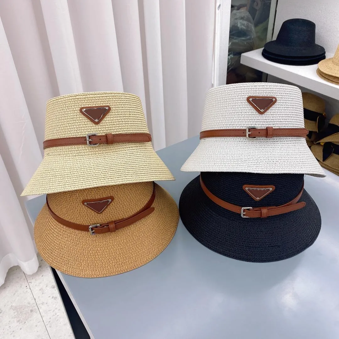 Fashion-Cap Belt Buckle Straw Bucket Hat Fashion Men Women Fitted Hats High Quality Sun Caps301v