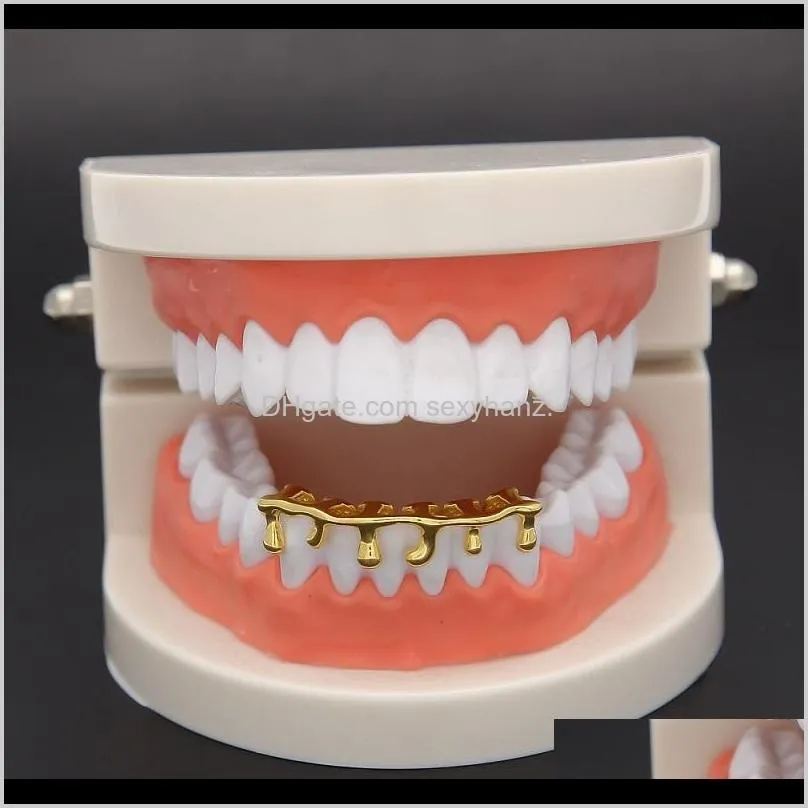 teeth grillz volcanic lava drip gold grills high quality mens hip hop jewelry