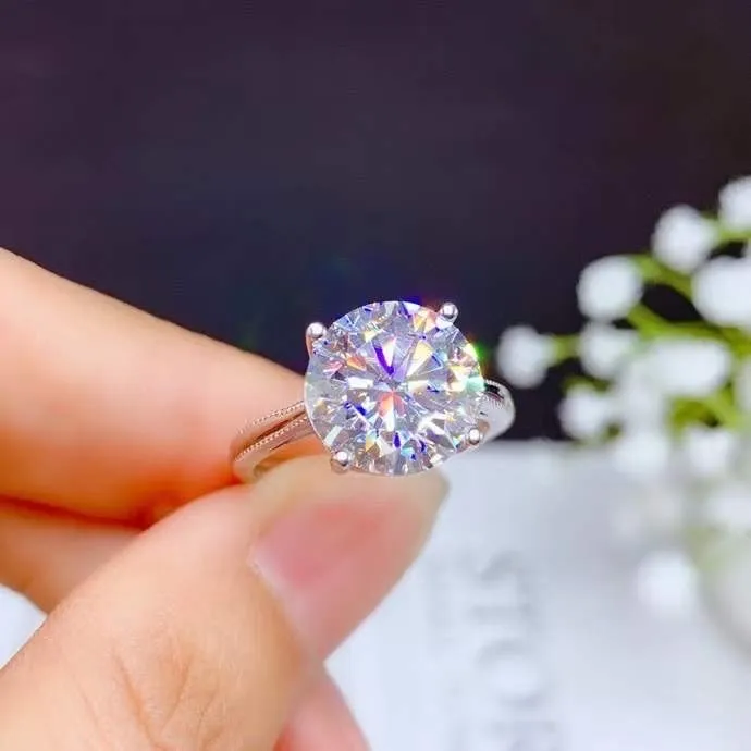 Super Big 5ct Moissanite Pierścień 925 Srebrny projekt mody Silny ogień Colordiamond Wysoka twardość