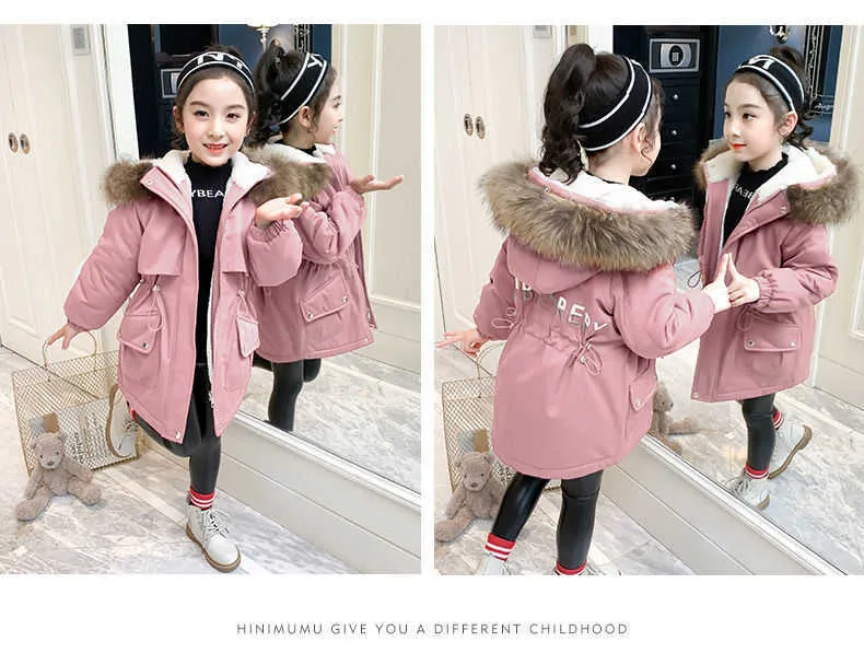 激安ブランド DHgate.com:Girls Winter Hood Fur with Jacket Down Warm Coat, Girls