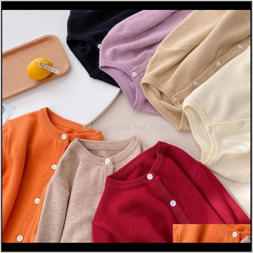 autumn winter fashion girls soft knitting candy color sweaters kids casual all-match cardigan 201103