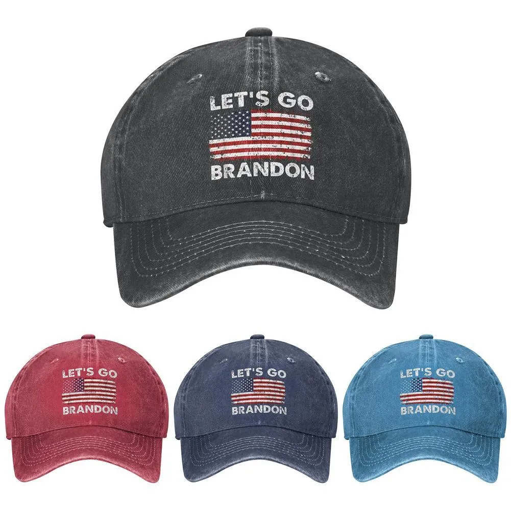 Lets Go Brandon Fjb Hat Baseball Cap Voor Mannen Vrouwen Grappige Gewassen Denim Verstelbare Vintage Hoeden Mode Casual Hat Fun Gift