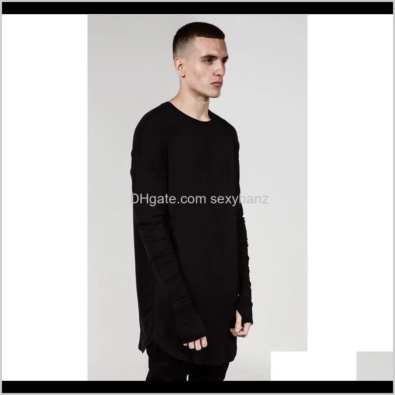 high street men`s t shirt extended t-shirt men`s clothing curved hem long line tops tees hip hop urban blank shirts