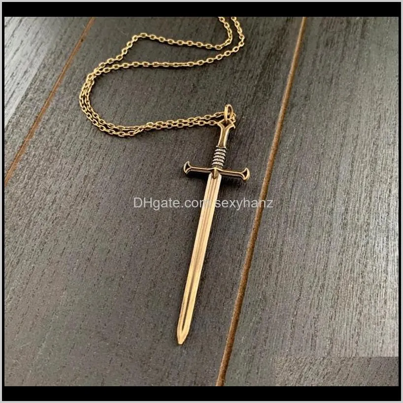 sword necklace highlander bronze pendant charm katana brass fantasy jewelry excalibur blade slay fashion men women gift gothic