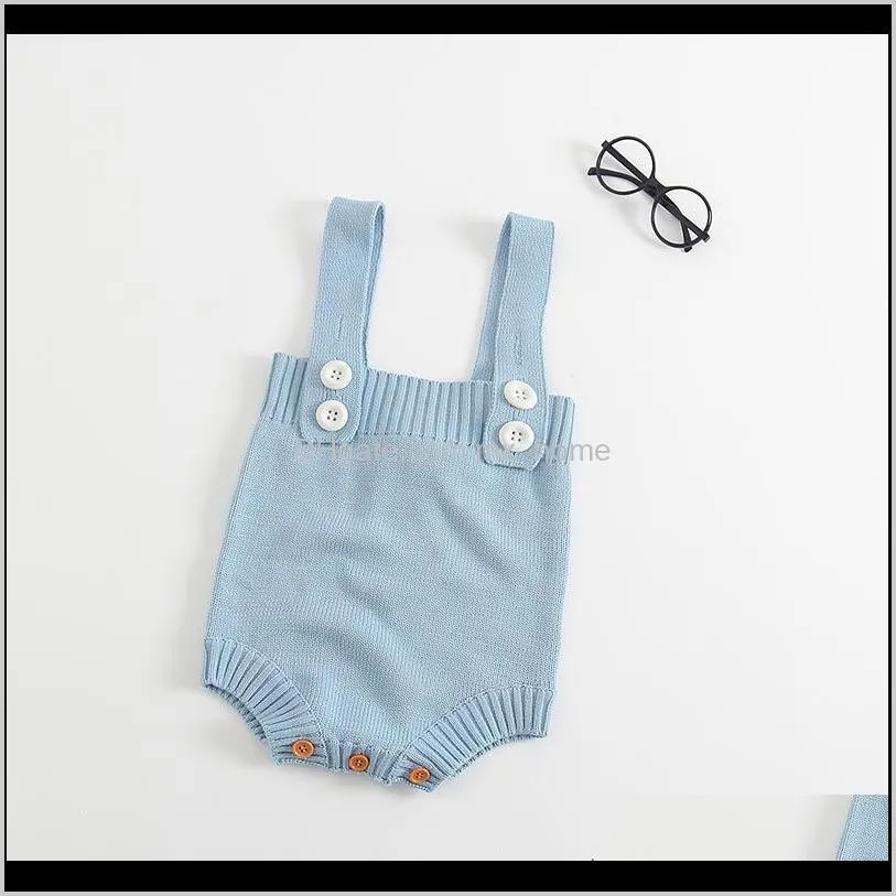 girls boys solid knitted rompers 3 design sleeveless wings decoration button wool jumpsuit onesies girls soft outfits 0-2t 04
