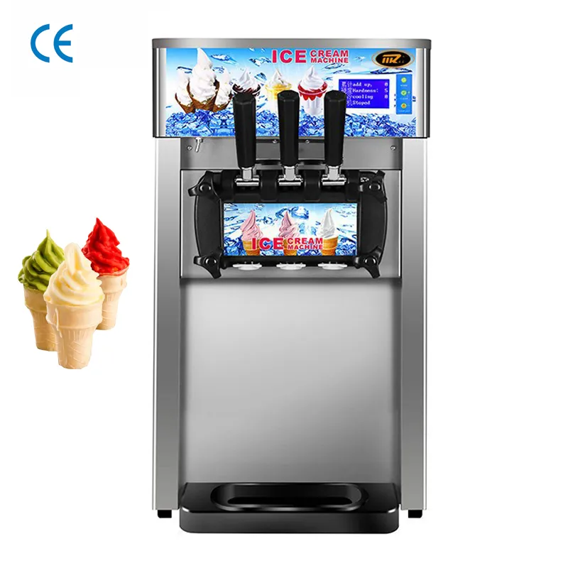 3つの風味の柔らかいアイスクリームマシン全自動