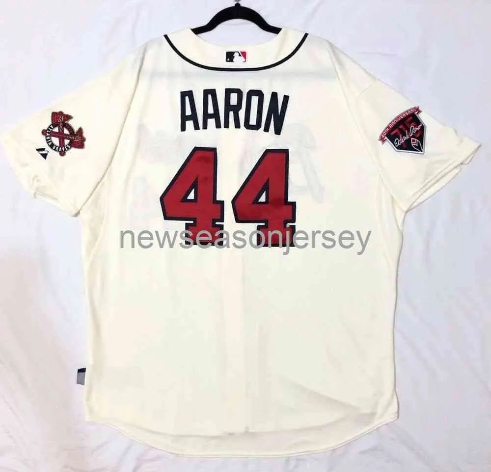 Dikiş #44 Hank Aaron Ivory Retro Jersey Erkek Kadın Gençlik Beyzbol Forması XS-5XL 6XL