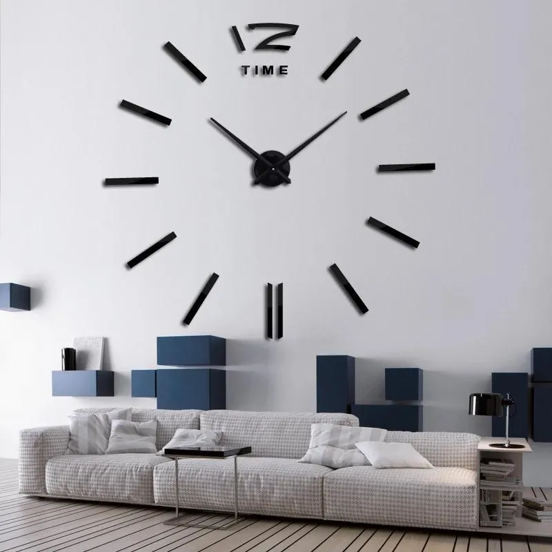 壁の時計到着到着短時間時計3D DIYアクリルミラーステッカーリビングルームクォーツニードルヨーロッパホルロゲ