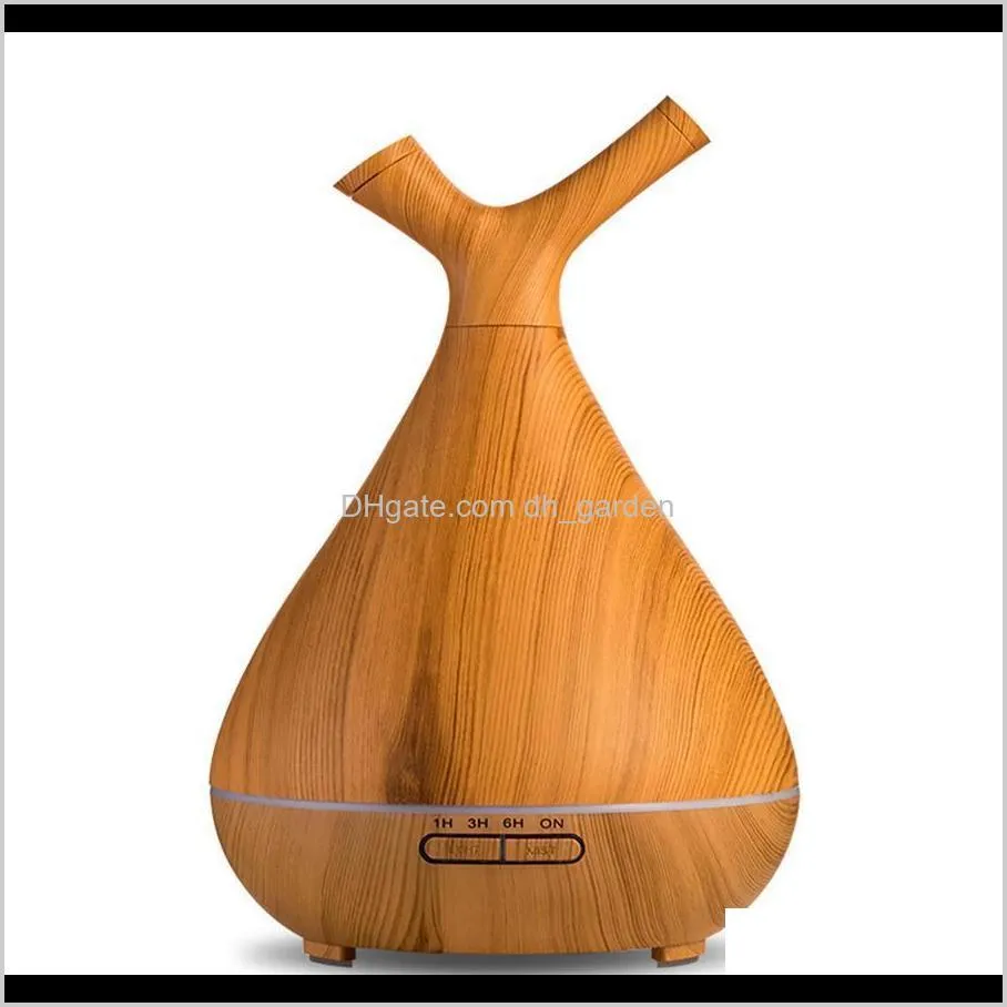 400ml electric aroma air diffuser wood grain ultrasonic led humidifier  oil aroma branch shaped  oil diffusers dh1196