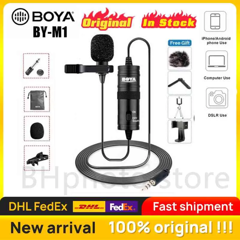 Oryginalny Boya By-M1 Nagrywanie Microfone Lavalier Lapel Rophone YouTube Video Record Mic PC 12Pro Max