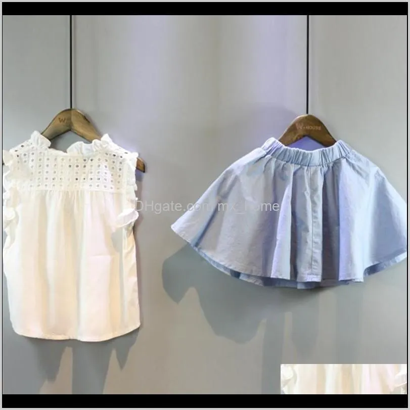 2-8 years kids clothes for girls the bow skirt and lace top summer suit korean style children`s clothing sets baby toddler set