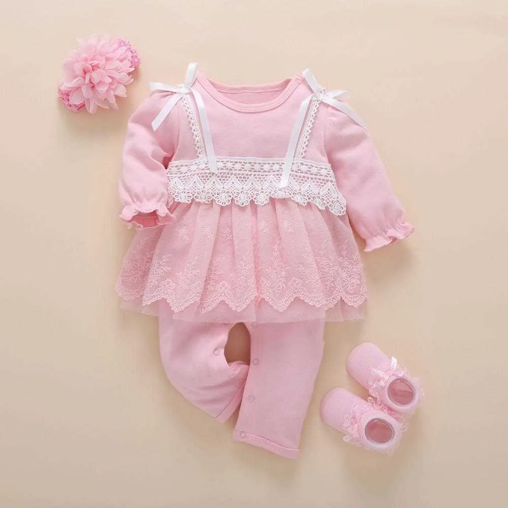 Ropa De Bebé Niña Otoño Encaje De Algodón Estilo Princesa Mono 0 3 Meses  Mameluco Infantil Con Calcetines Diadema Ropa Bebe 210816 De 13,94 €