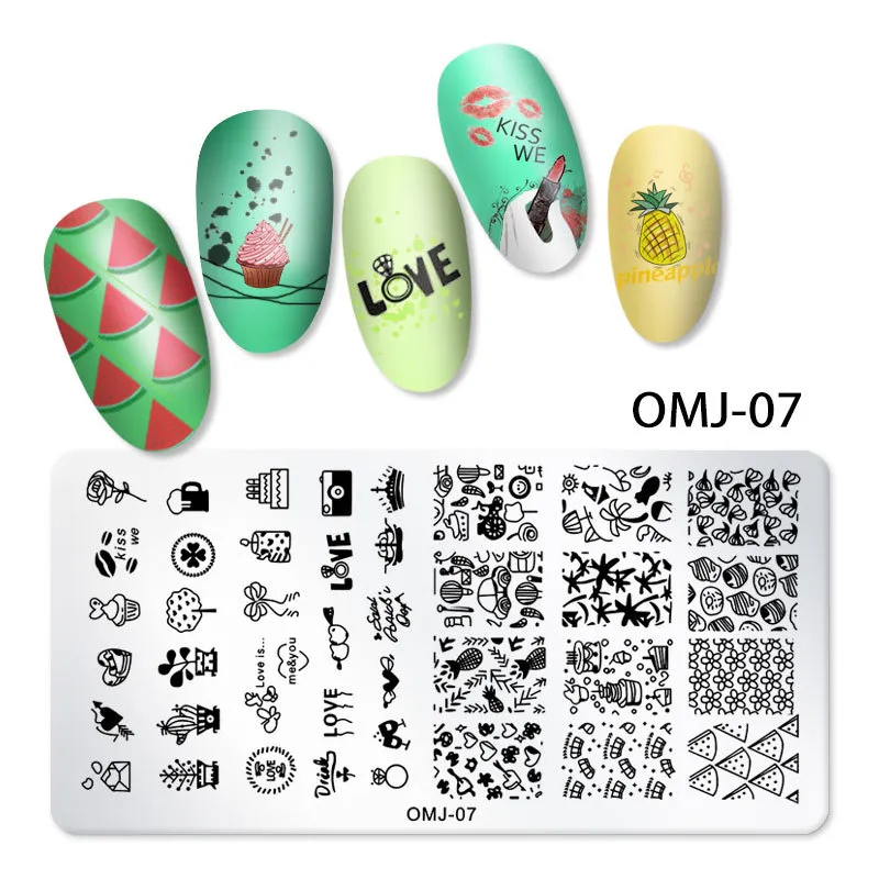 1pc Nail Art Stamping Plate Butterfly Leaves Flower Stripe Design Nail Templates Leaf Floral Printing Mall Manicure Tool