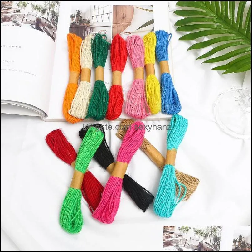 Yarn 12pcs 2mm Burlap Rope Natural Jute Twine String Wedding Gift Wrapping Cords Home Woven Decorative DIY Crafts