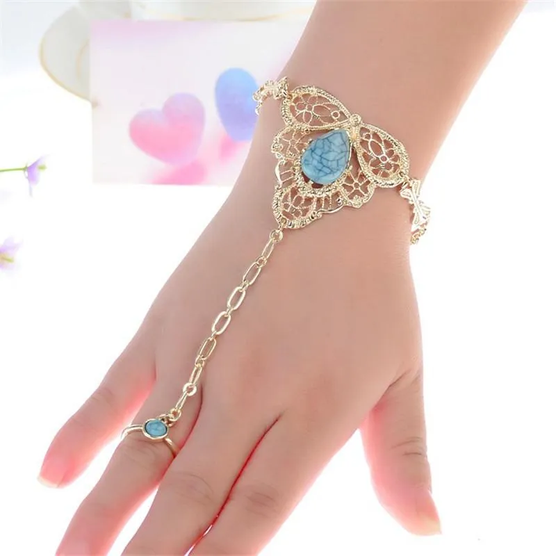 Link, Chain Fashion Womens Multilayer Tassel Slave Bracelet Bangle Finger Bead Harness Hand Jewelry