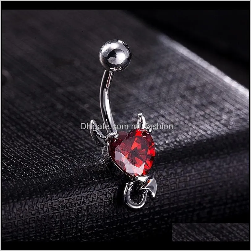 wholesale sexy love heart belly button rings belly piercing zircon crystal body jewelry navel piercing rings women medical ps2034