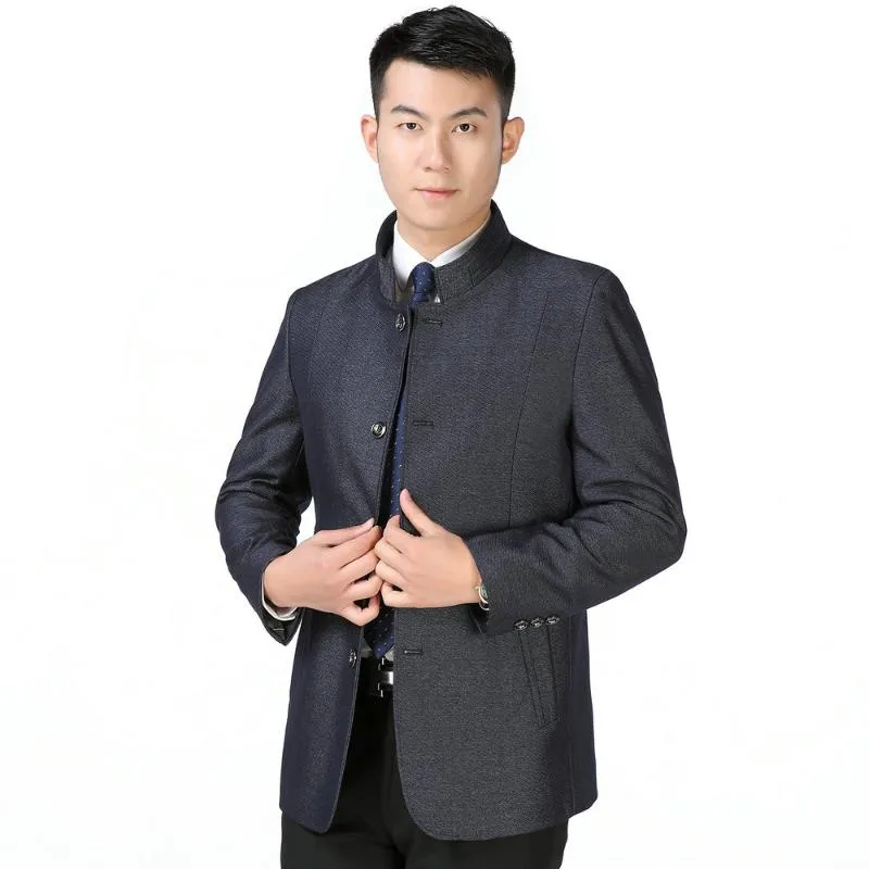 Mens mandarin collar suit jacket on sale