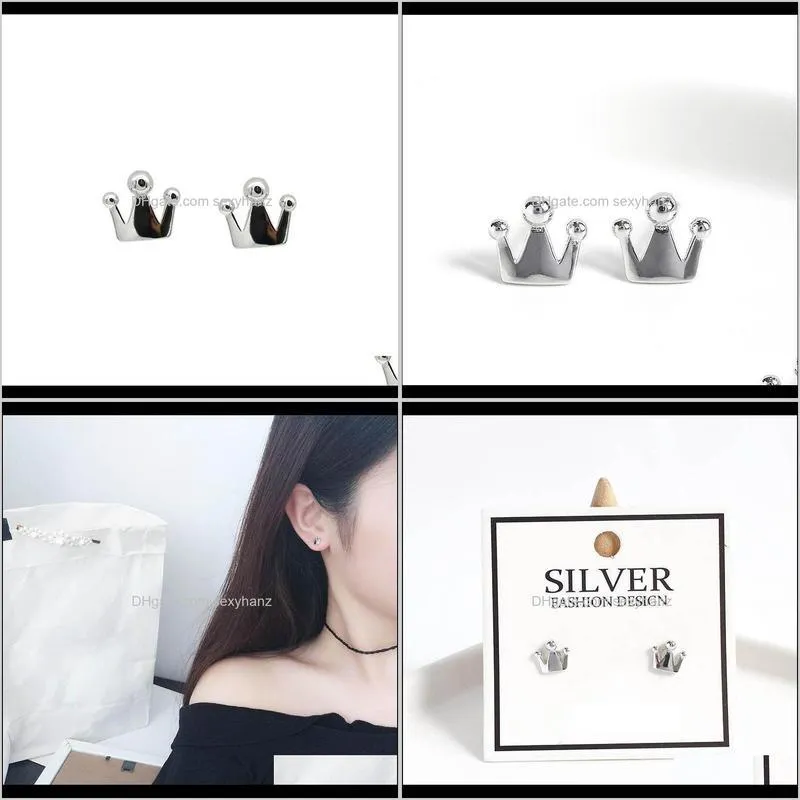 mini trendy crown earrings for women minimalist fine jewelry cute 2021 gift stud