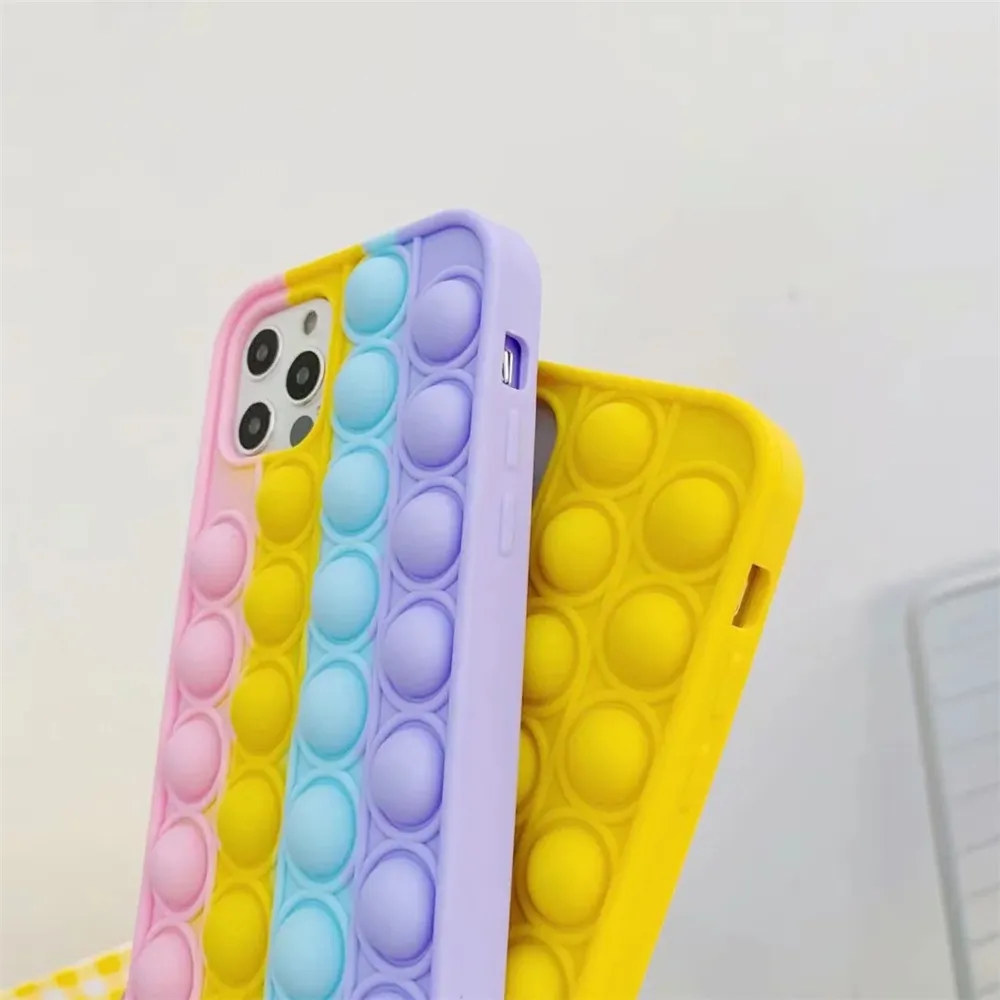 2021 Arrival  Fidget Bubble Silicone CellPhone Cases For iPhone 7 8 Plus X XR 11 12 Pro Max Relive Stress
