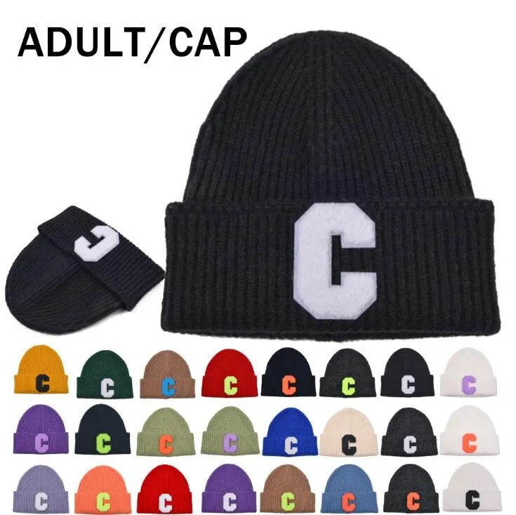 2021 Новые зимние уличные пары шляпа конфеты цветные колпачки мода весенние спортивные шапочки случайные буквы C бренд вязаные хип-хоп шапки