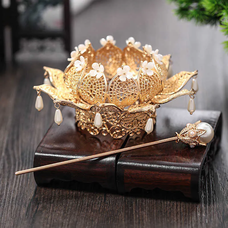 Hair Stick Set Retro Wedding Accessories Metal Gold/Silver Color Bun Holder Cuff Vintage Cage pins 210616