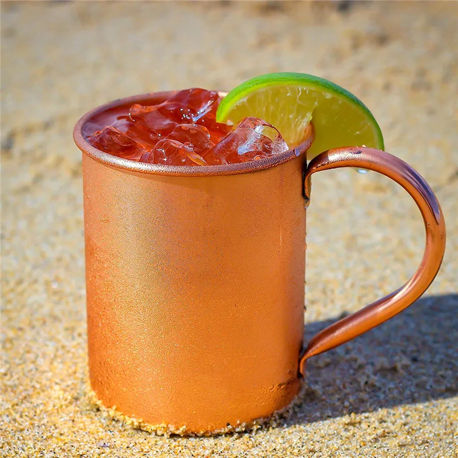 450 ml 15oz Moscow Mule Mok 100% Pure Koper Beer Tumbler Wijnkop Cocktail Whisky Juice Glas Koffiebar Drinkwaren